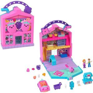 Polly Pocket Pollyville Fresh Market Dolls & Playset with 2 Micro Dolls - 15 pcs